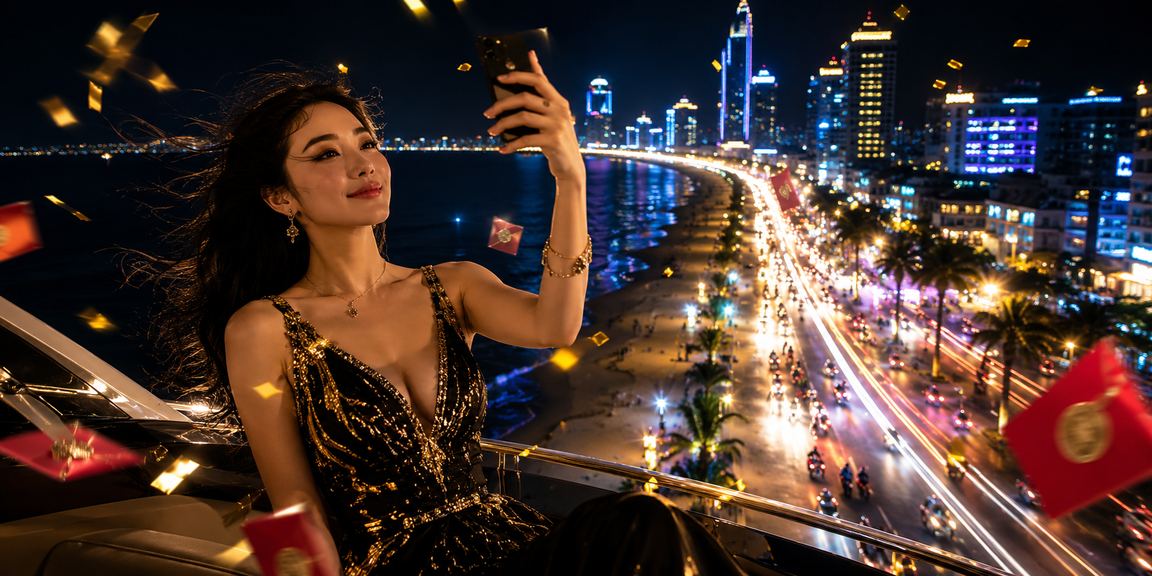 Khung cảnh giải trí casino về đêm với phong cách neon