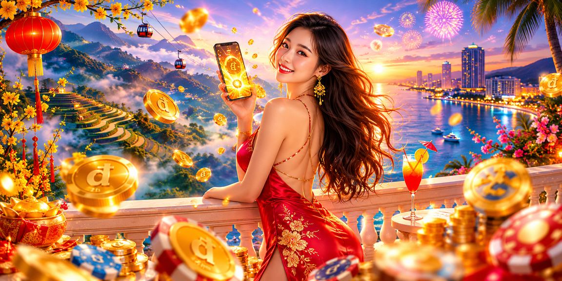 Khung cảnh bãi biển với điện thoại và thưởng thức cá cược di động